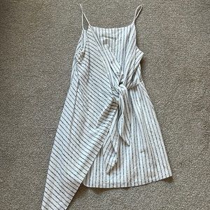 Mango White and Black Striped Dress